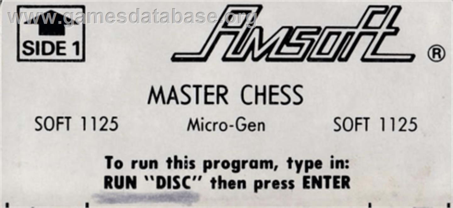 Master Chess - Amstrad CPC - Artwork - Cartridge Top