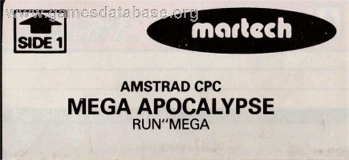 Mega Apocalypse - Amstrad CPC - Artwork - Cartridge Top