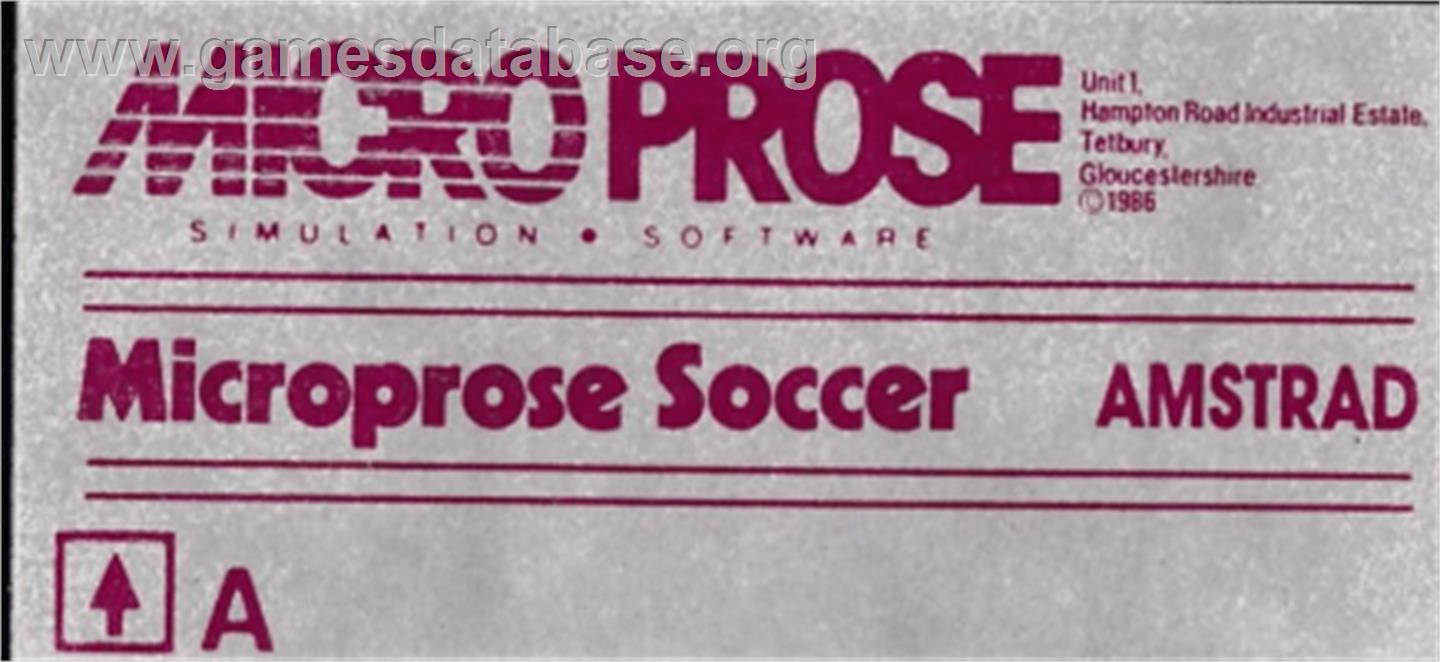 Microprose Pro Soccer - Amstrad CPC - Artwork - Cartridge Top