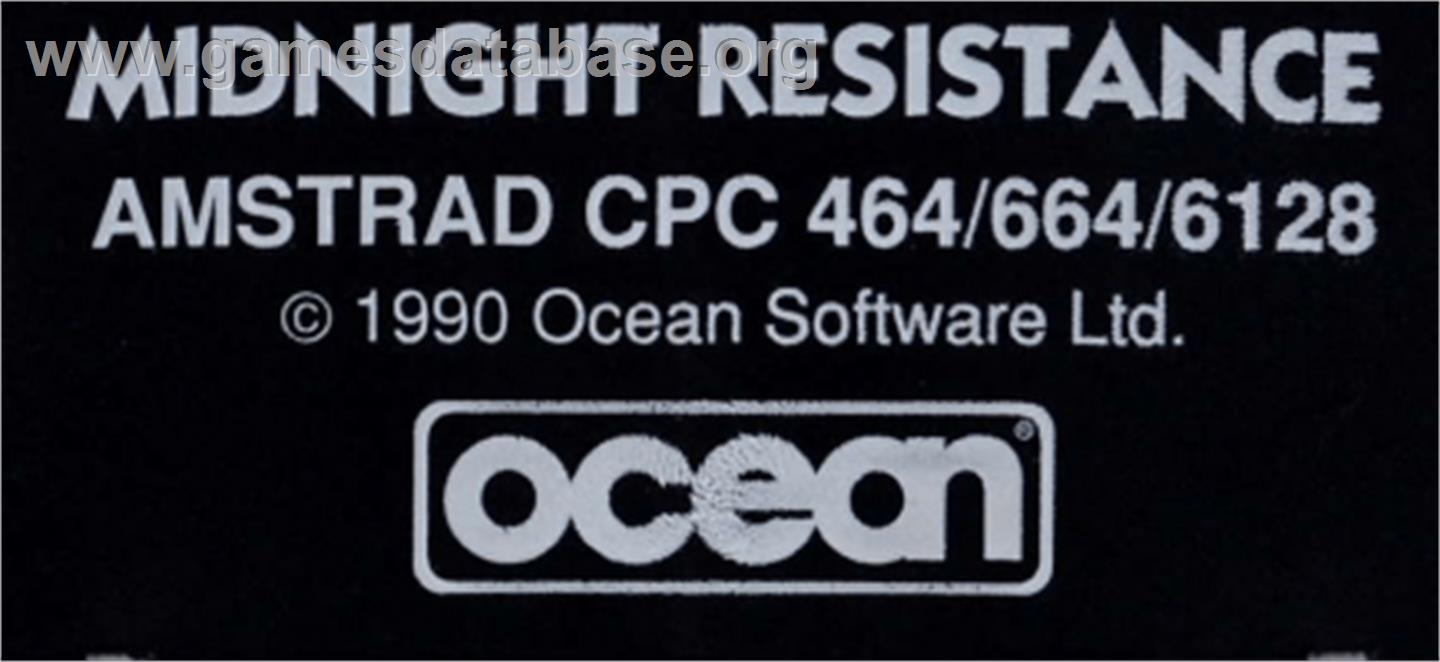 Midnight Resistance - Amstrad CPC - Artwork - Cartridge Top