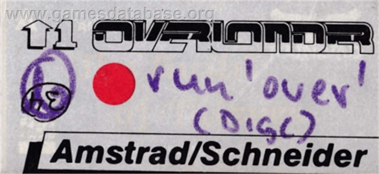 Overlander - Amstrad CPC - Artwork - Cartridge Top