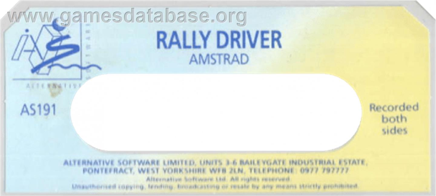 Rally Driver - Amstrad CPC - Artwork - Cartridge Top