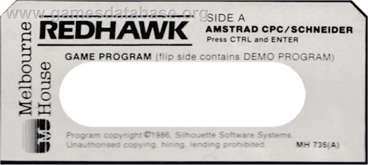 Red Hawk - Amstrad CPC - Artwork - Cartridge Top