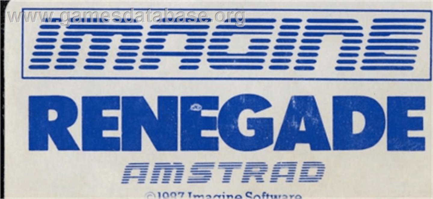 Renegade - Amstrad CPC - Artwork - Cartridge Top