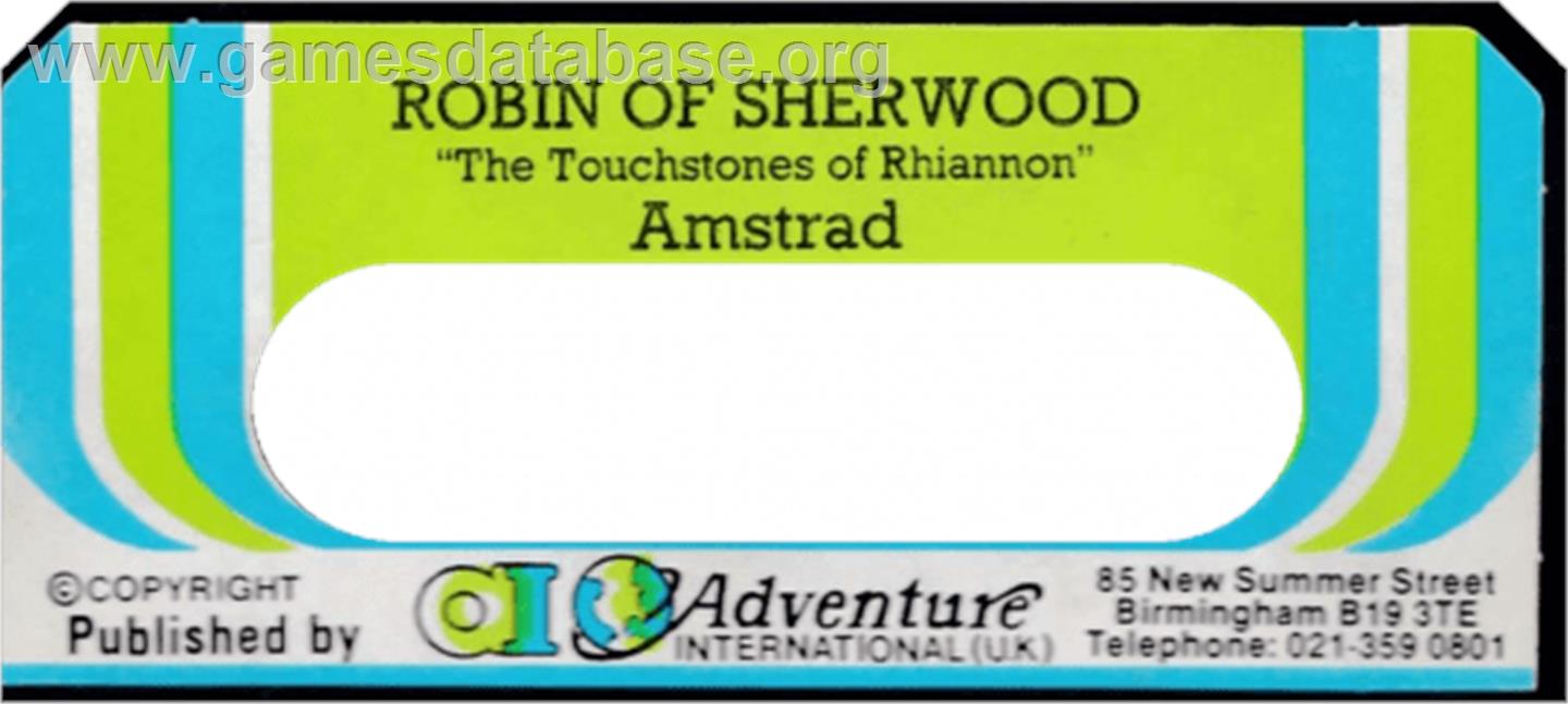 Robin of Sherwood: The Touchstones of Rhiannon - Amstrad CPC - Artwork - Cartridge Top
