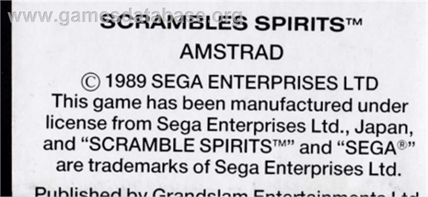Scramble Spirits - Amstrad CPC - Artwork - Cartridge Top