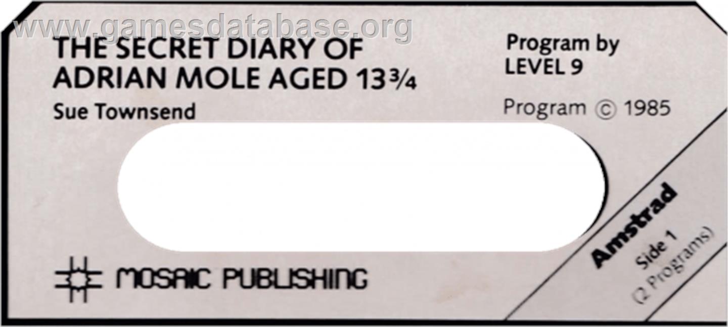 Secret Diary of Adrian Mole - Amstrad CPC - Artwork - Cartridge Top