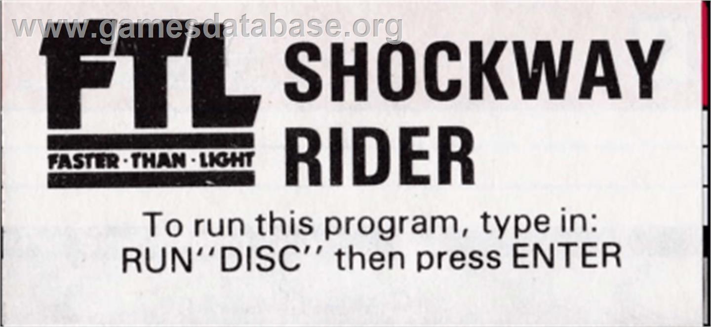 Shockway Rider - Amstrad CPC - Artwork - Cartridge Top