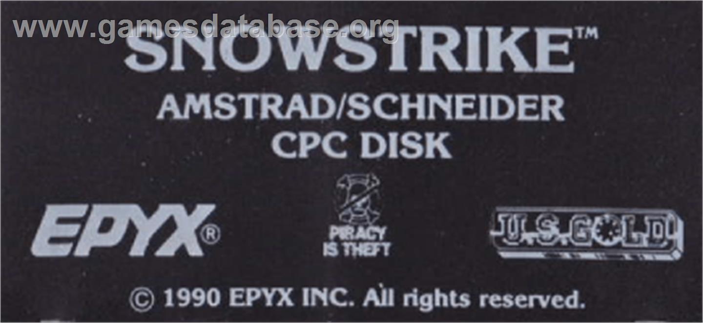 Snowstrike - Amstrad CPC - Artwork - Cartridge Top