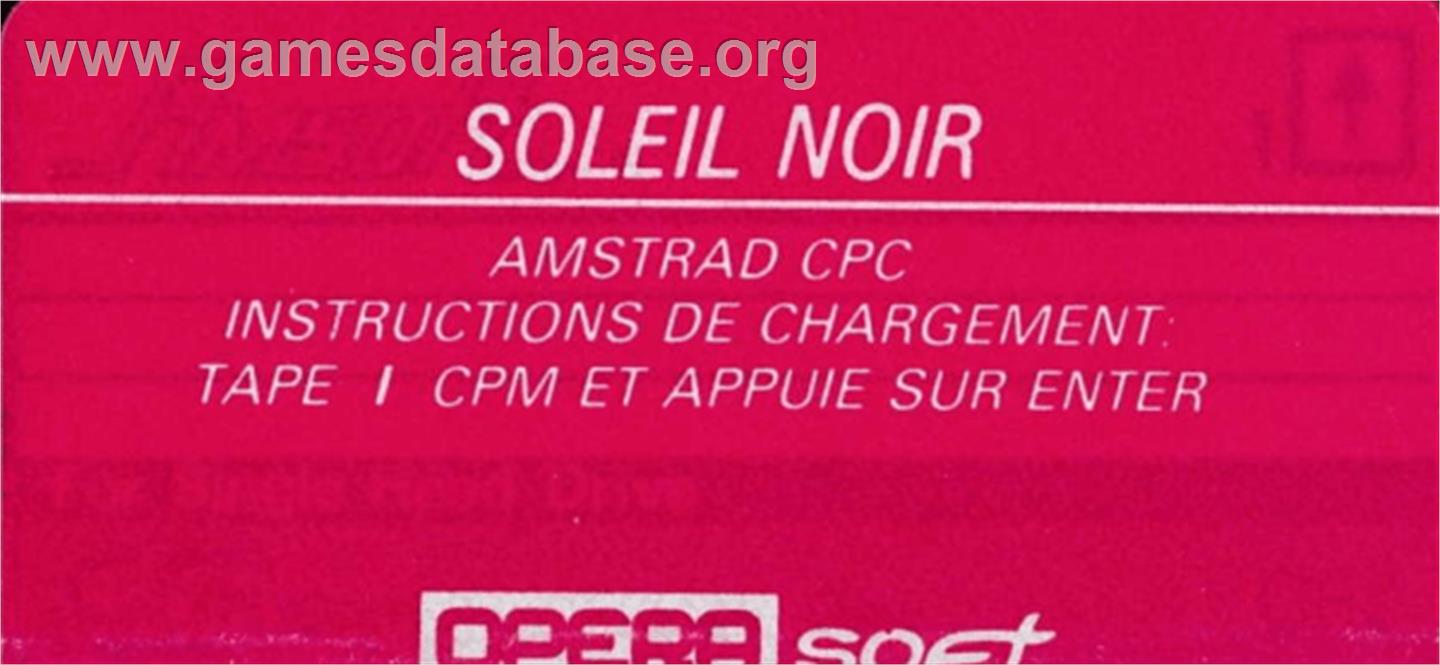 Sol Negro - Amstrad CPC - Artwork - Cartridge Top
