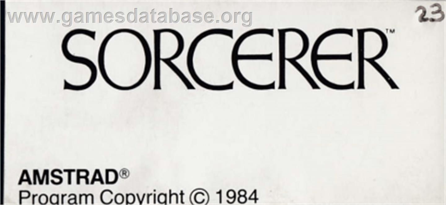 Sorcerer - Amstrad CPC - Artwork - Cartridge Top