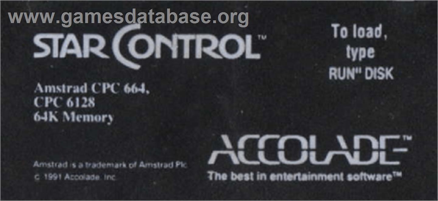 Star Control - Amstrad CPC - Artwork - Cartridge Top