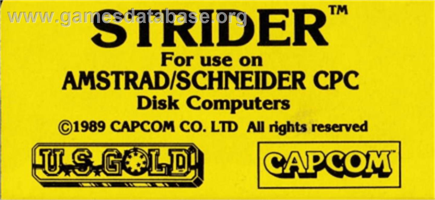 Strider - Amstrad CPC - Artwork - Cartridge Top