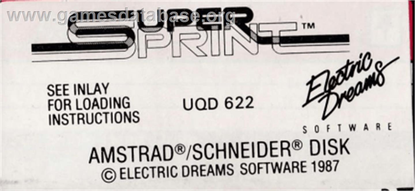 Super Sprint - Amstrad CPC - Artwork - Cartridge Top