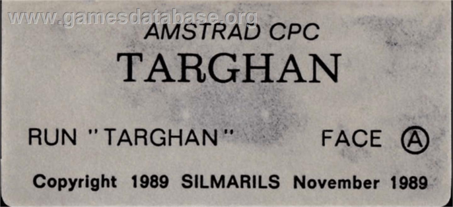 Targhan - Amstrad CPC - Artwork - Cartridge Top