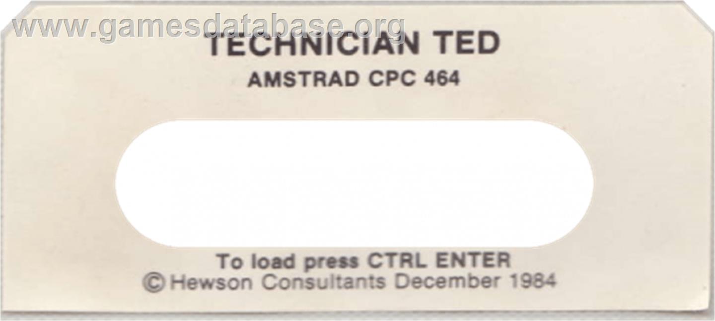 Technician Ted - Amstrad CPC - Artwork - Cartridge Top