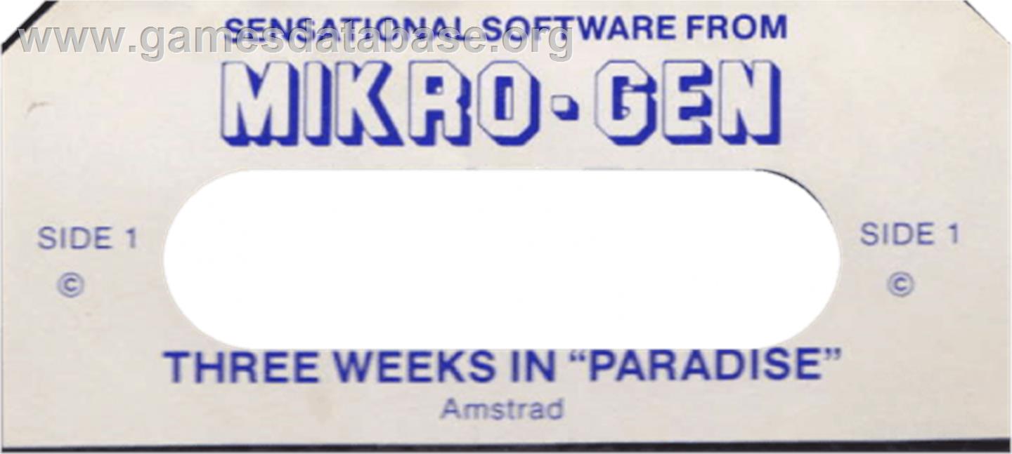 Three Weeks in Paradise - Amstrad CPC - Artwork - Cartridge Top