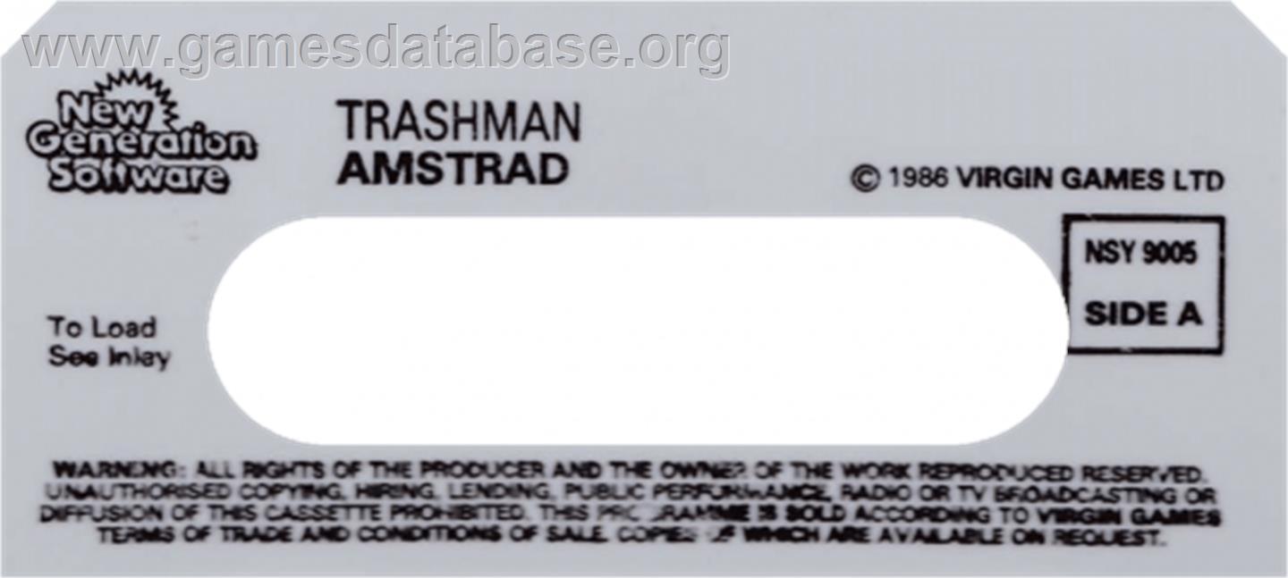 Trashman - Amstrad CPC - Artwork - Cartridge Top