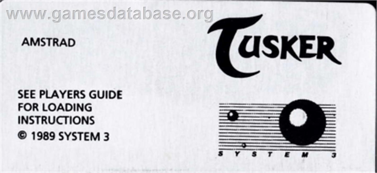Tusker - Amstrad CPC - Artwork - Cartridge Top