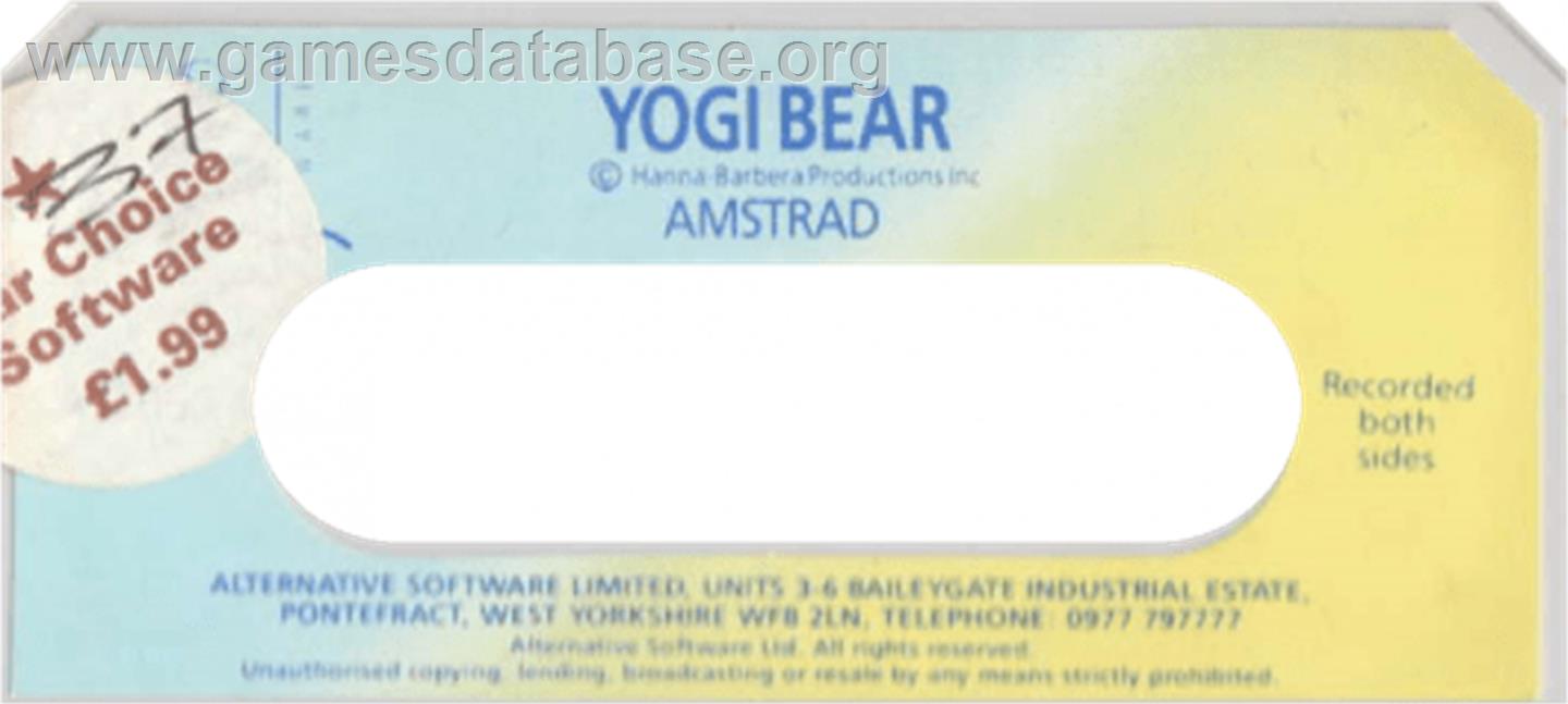Yogi Bear - Amstrad CPC - Artwork - Cartridge Top