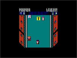 In game image of Action Fighter on the Amstrad CPC.