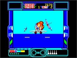 In game image of After Burner on the Amstrad CPC.