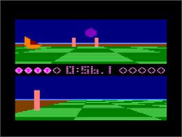 In game image of Ballblazer on the Amstrad CPC.