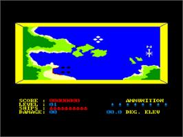 In game image of Beach Head on the Amstrad CPC.