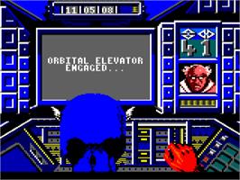 In game image of Captain America Defies the Doom Tube on the Amstrad CPC.