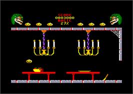 In game image of Cauldron 2: The Pumpkin Strikes Back on the Amstrad CPC.