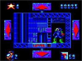 In game image of Cosmic Sheriff on the Amstrad CPC.
