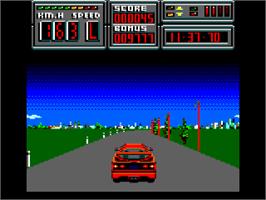 In game image of Crazy Cars 2 on the Amstrad CPC.