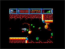 In game image of Cybernoid: The Fighting Machine on the Amstrad CPC.