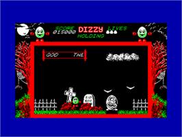 In game image of Dizzy: The Ultimate Cartoon Adventure on the Amstrad CPC.
