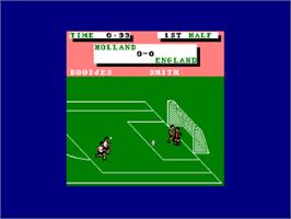 In game image of Emlyn Hughes International Soccer on the Amstrad CPC.