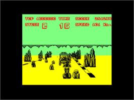 In game image of Enduro Racer on the Amstrad CPC.