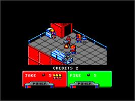 In game image of Escape from the Planet of the Robot Monsters on the Amstrad CPC.