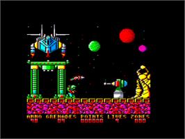 In game image of Exolon on the Amstrad CPC.