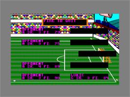 In game image of Football Manager 2 on the Amstrad CPC.