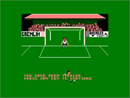 In game image of Footballer of the Year on the Amstrad CPC.