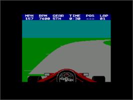 In game image of Formula 1 Simulator on the Amstrad CPC.