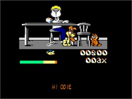 In game image of Garfield: Big, Fat, Hairy Deal on the Amstrad CPC.