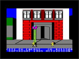In game image of Ghostbusters on the Amstrad CPC.