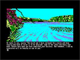 In game image of Guild of Thieves on the Amstrad CPC.