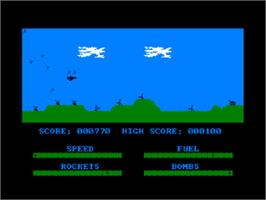 In game image of Harrier Attack on the Amstrad CPC.