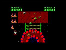 In game image of Ikari Warriors 2 on the Amstrad CPC.