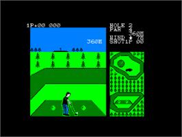In game image of Konami's Golf on the Amstrad CPC.