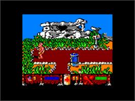 In game image of Los Inhumanos on the Amstrad CPC.