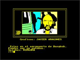 In game image of Los Pájaros de Bangkok on the Amstrad CPC.