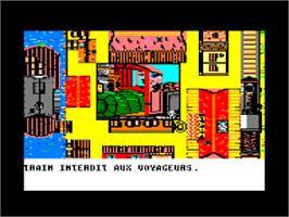 In game image of Lucky Luke: Nitroglycerine on the Amstrad CPC.